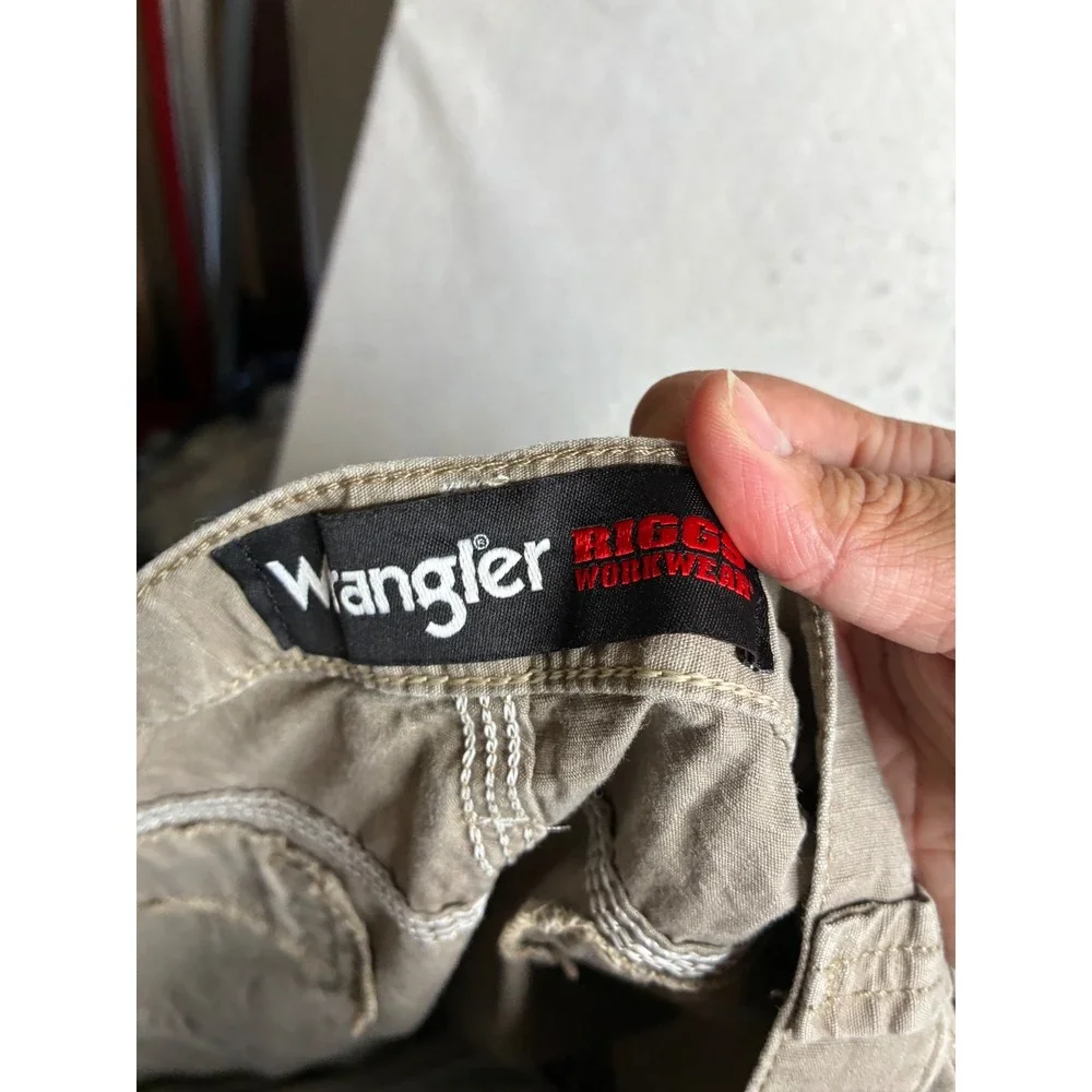 Wrangler Riggs Workwear Mens Khaki Tan Cotton Utility Pants 3W045DK 36x34